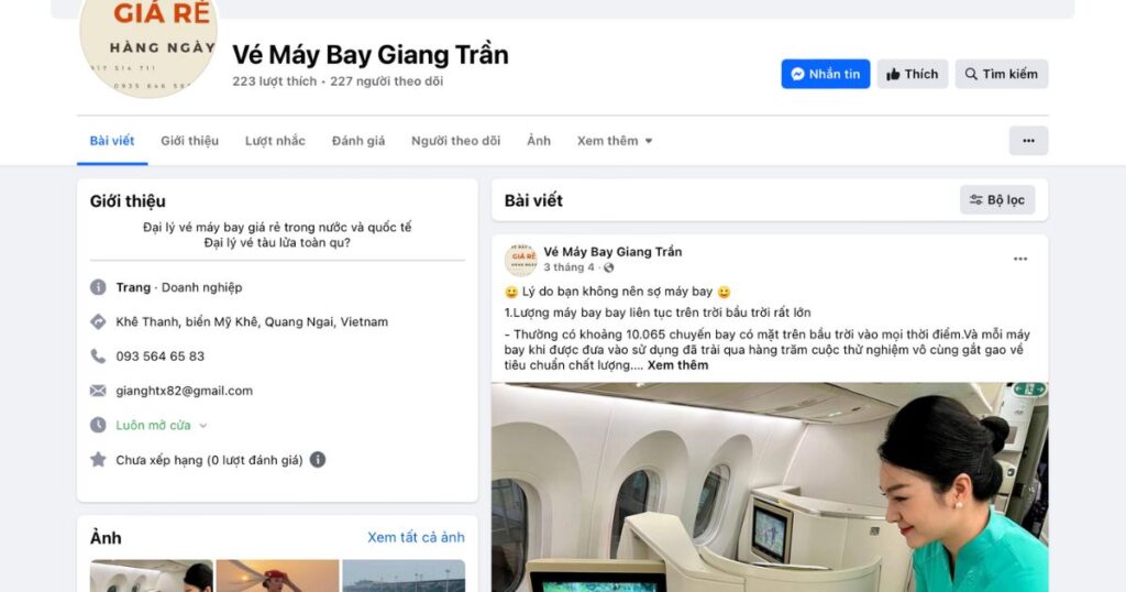 Vé máy bay Giang Trần hoạt động với phương châm "Uy tín - Nhanh chóng - Trọn gói"
