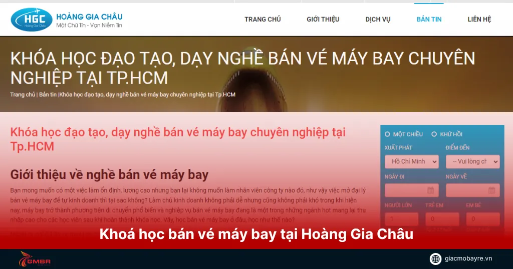 Khoá học đào tạo bán vé máy bay tại Hoàng Gia Châu