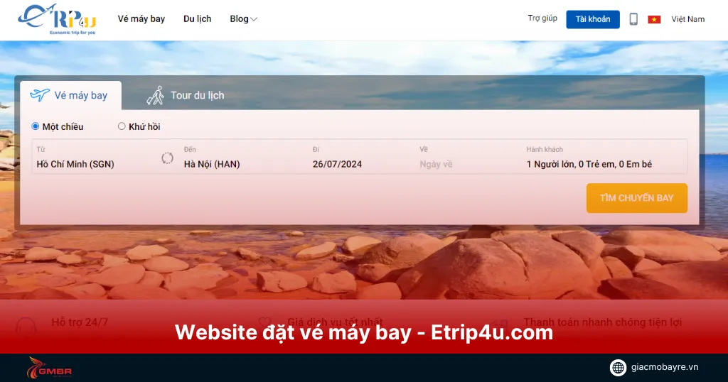 Etrip4u.com là website đặt vé máy bay được nhiều người lựa chọn