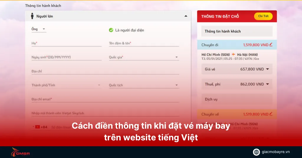 Đặt vé máy bay trên website tiếng Việt