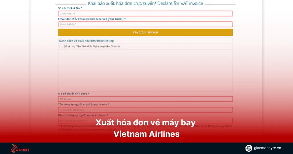 Xuất hóa đơn máy bay Vietnam Airlines