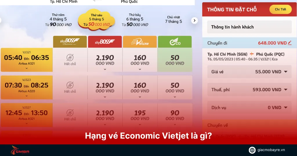 Vé eco vietjet là vé bay phổ thông