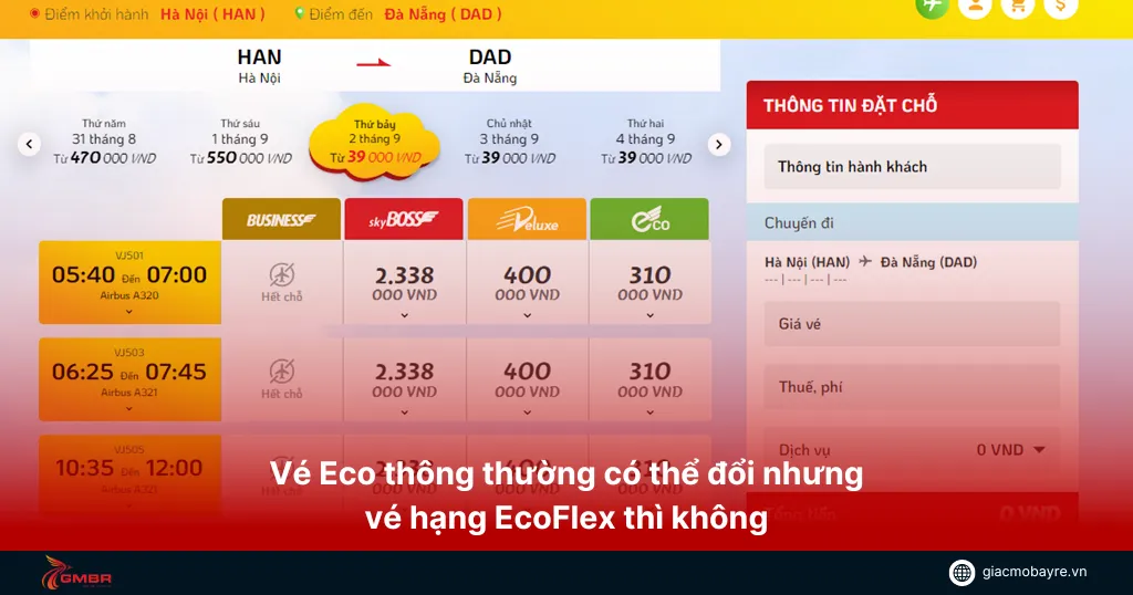 Vé eco vietjet có thể đổi được