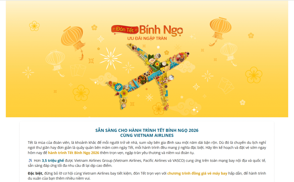 Thời điểm Vietnam Airlines mở bán vé