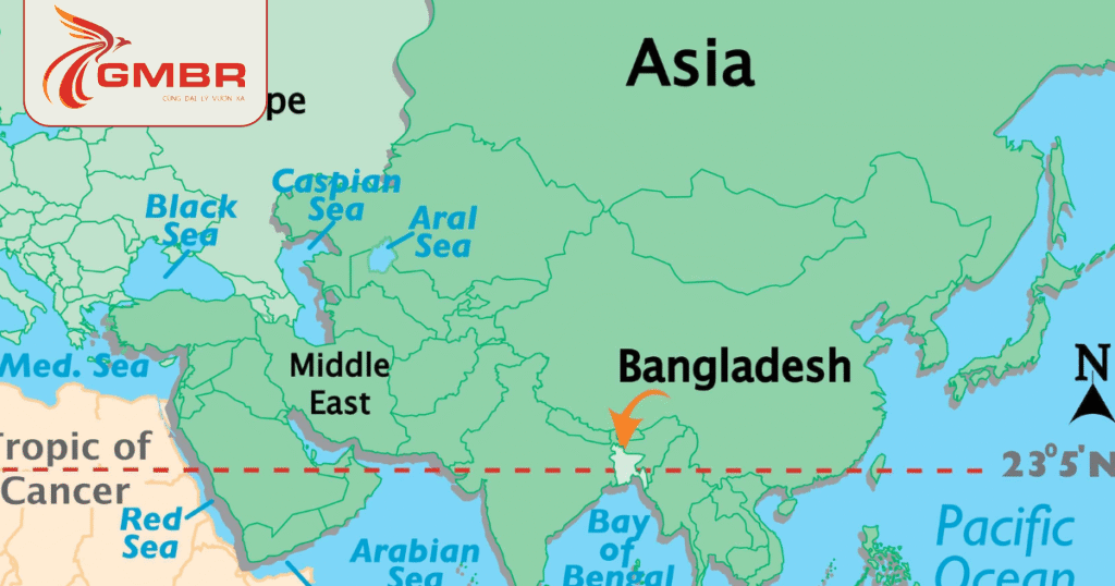 Du lịch Bangladesh: Thời điểm du lịch, Địa điểm, Lịch trình du lịch & Hãng hàng không khai thác chuyến bay đến Bangladesh 1 Vị trí địa lý Bangladesh