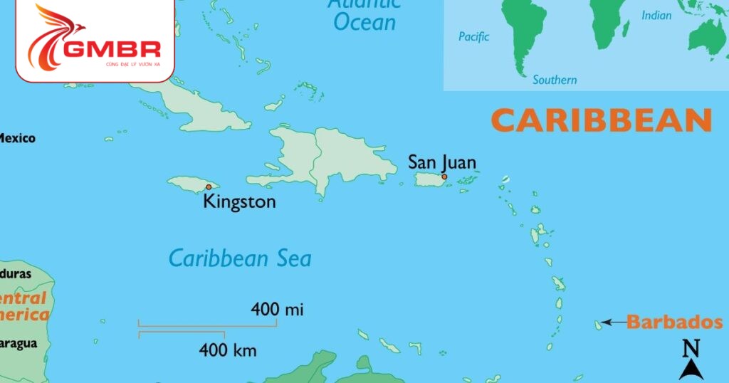 Du lịch Barbados: Thời điểm du lịch, Địa điểm, Lịch trình du lịch & Hãng hàng không khai thác chuyến bay đến Barbados từ Việt Nam 1 Vị trí địa lý Barbados