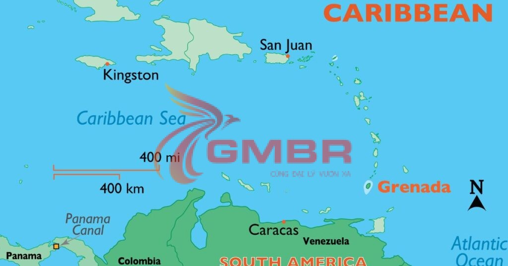 Du lịch Grenada: Thời điểm du lịch, Địa điểm, Lịch trình du lịch & Hãng hàng không khai thác chuyến bay đến Grenada từ Việt Nam 1 Vị trí địa lý Grenada