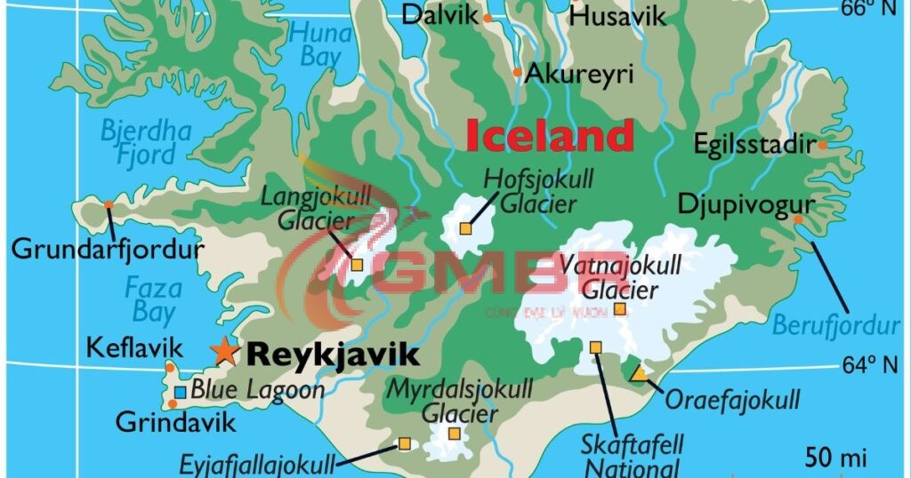Du lịch Iceland: Địa điểm du lịch, Lịch trình du lịch & Hãng hàng không khai thác chuyến bay đến Iceland từ Việt Nam 1 Vị trí địa lý Iceland