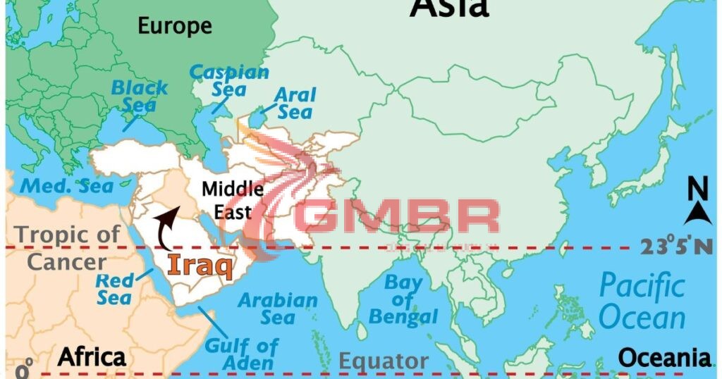 Du lịch Iraq: Địa điểm du lịch, Lịch trình du lịch & Hãng hàng không khai thác chuyến bay đến Iraq từ Việt Nam 1 Vị trí địa lý Iraq