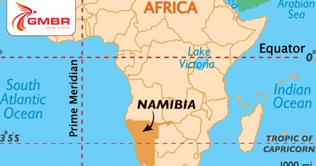 Du lịch Namibia: Địa điểm du lịch, Lịch trình du lịch & Hãng hàng không khai thác chuyến bay đến Namibia 1 Vị trí địa lý Namibia