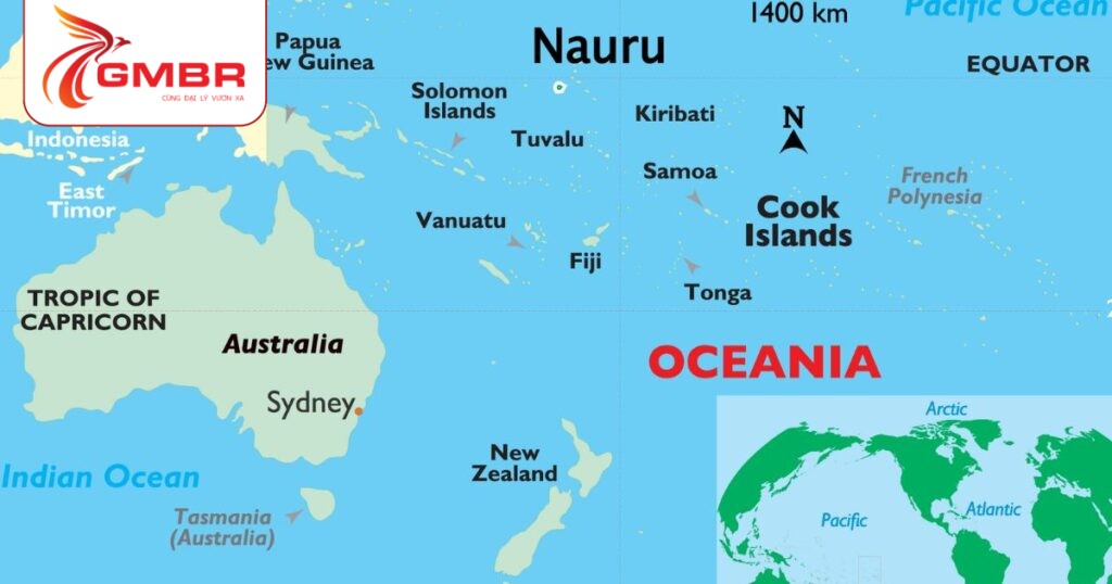 Du lịch Nauru: Thời điểm du lịch, Địa điểm, Lịch trình du lịch & Hãng hàng không khai thác chuyến bay đến Nauru 1 Vị trí địa lý Nauru