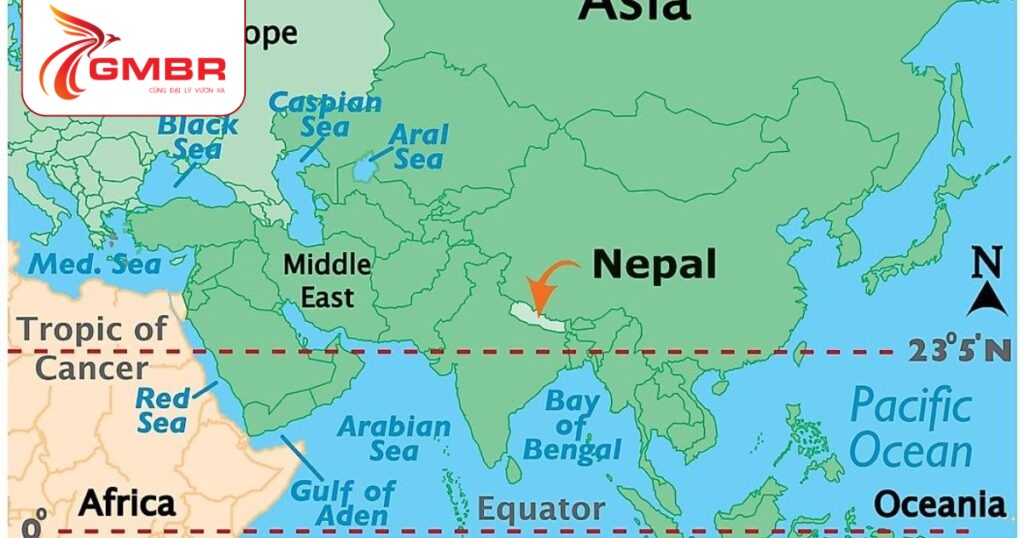 Du lịch Nepal: Địa điểm du lịch, Lịch trình du lịch & Hãng hàng không khai thác chuyến bay đến Nepal 1 Vị trí địa lý Nepal