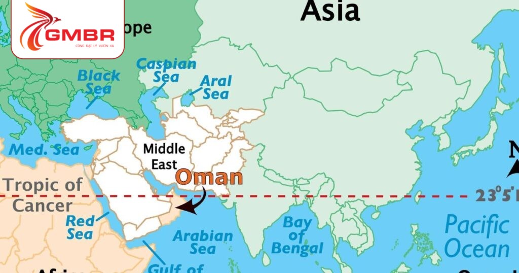 Du lịch Oman: Địa điểm du lịch, Lịch trình du lịch & Hãng hàng không khai thác chuyến bay đến Oman 1 Vị trí địa lý Oman