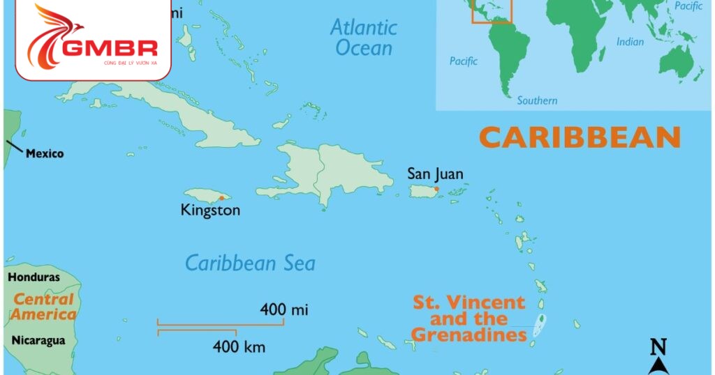 Du lịch Saint Vincent và Grenadines: Địa điểm du lịch, Lịch trình du lịch & Hãng hàng không khai thác chuyến bay đến Saint Vincent và Grenadines 1 Vị trí địa lý Saint Vincent và Grenadines