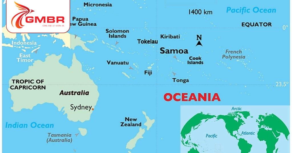 Du lịch Samoa: Thời điểm du lịch, Địa điểm, Lịch trình du lịch & Hãng hàng không khai thác chuyến bay đến Samoa 1 Vị trí địa lý Samoa