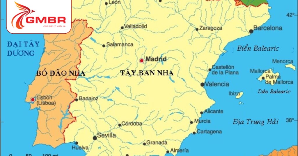 Vị trí địa lý Tây Ban Nha