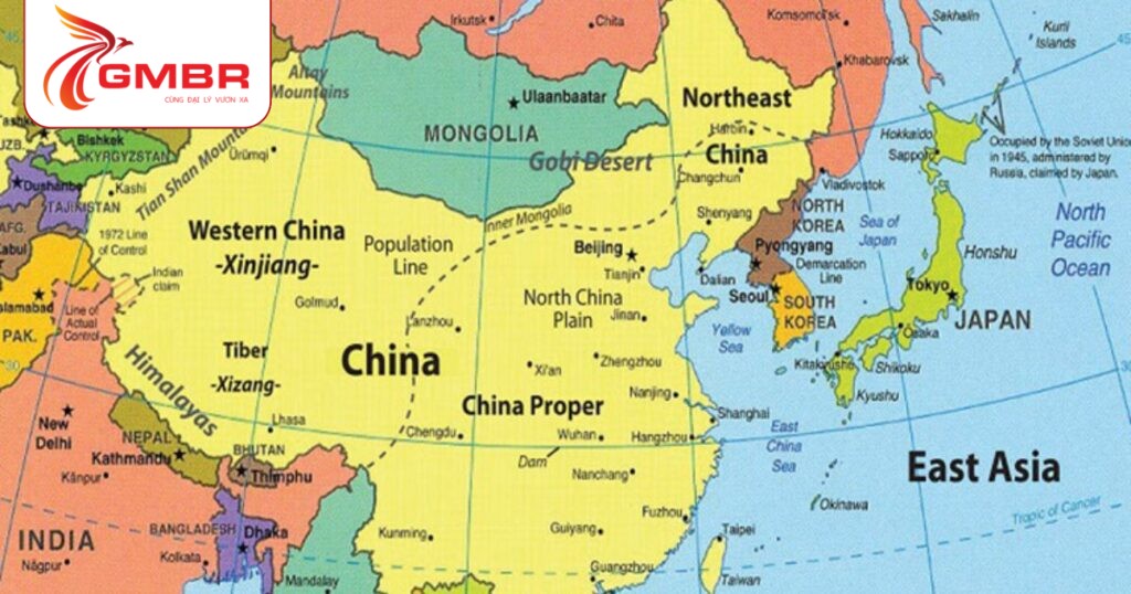 Du lịch Trung Quốc: Thời điểm du lịch, Địa điểm, Lịch trình du lịch & Hãng hàng không khai thác chuyến bay đến Trung Quốc 1 Vị trí địa lý Trung Quốc