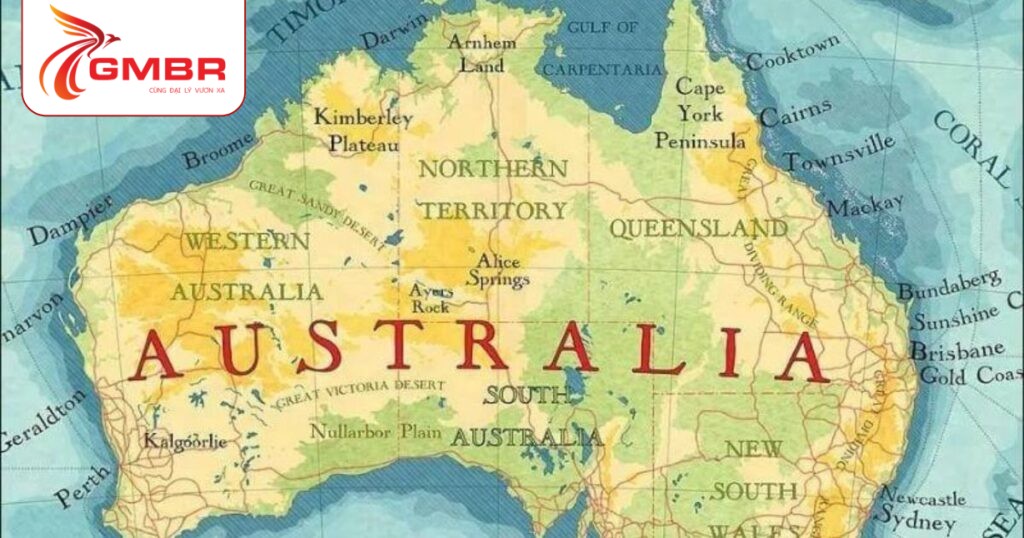Du lịch Úc: Thời điểm du lịch, Địa điểm, Lịch trình du lịch & Hãng hàng không khai thác chuyến bay đến Úc từ Việt Nam 1 Vị trí địa lý Úc